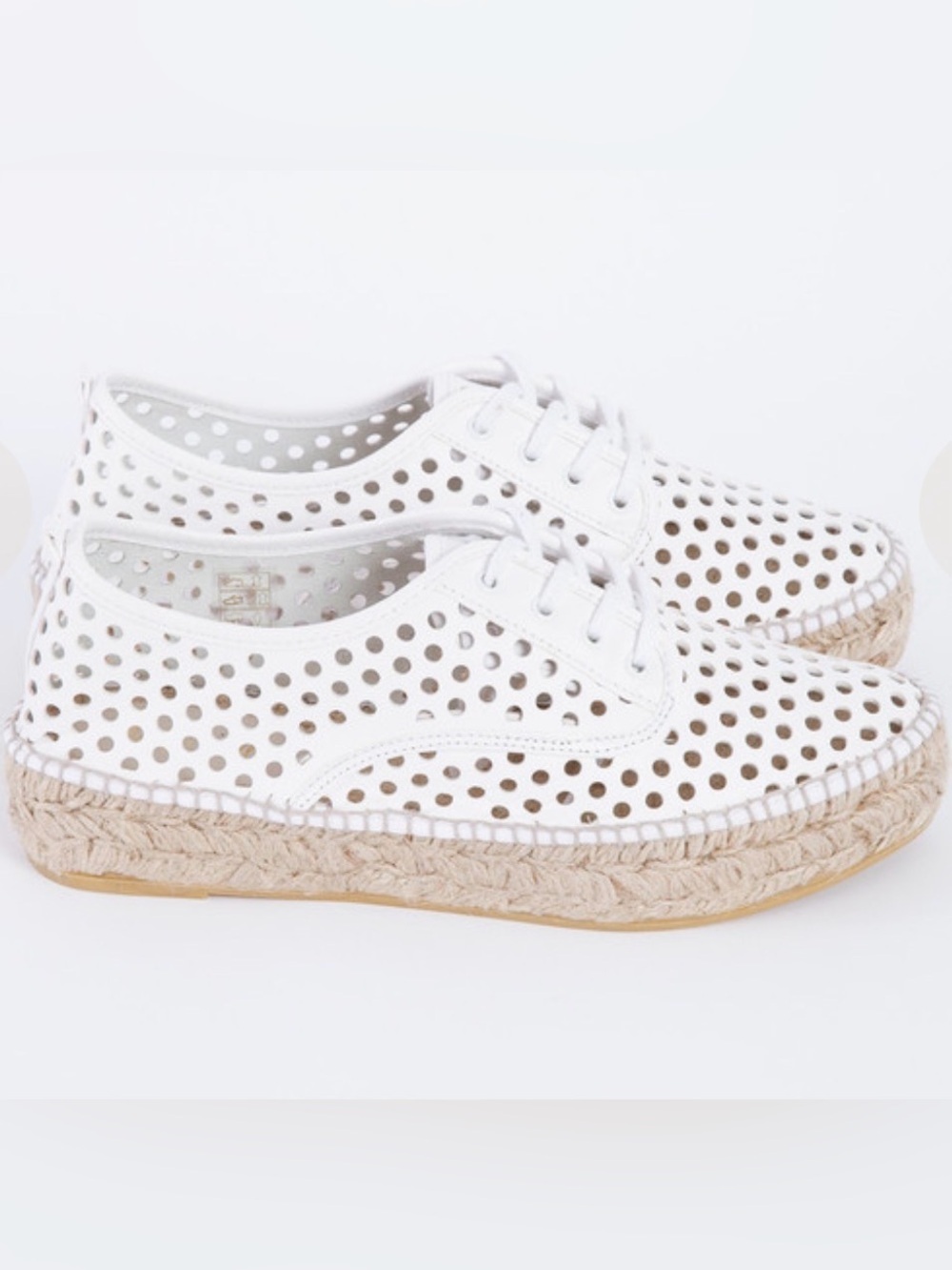 Loeffler Randall Alfie Espadrille Perforated Sneaker White Size 41/US 10